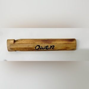 Late 1970s Vintage Artisan Hand Crafted OWEN Personalized Wooded Train Whistle